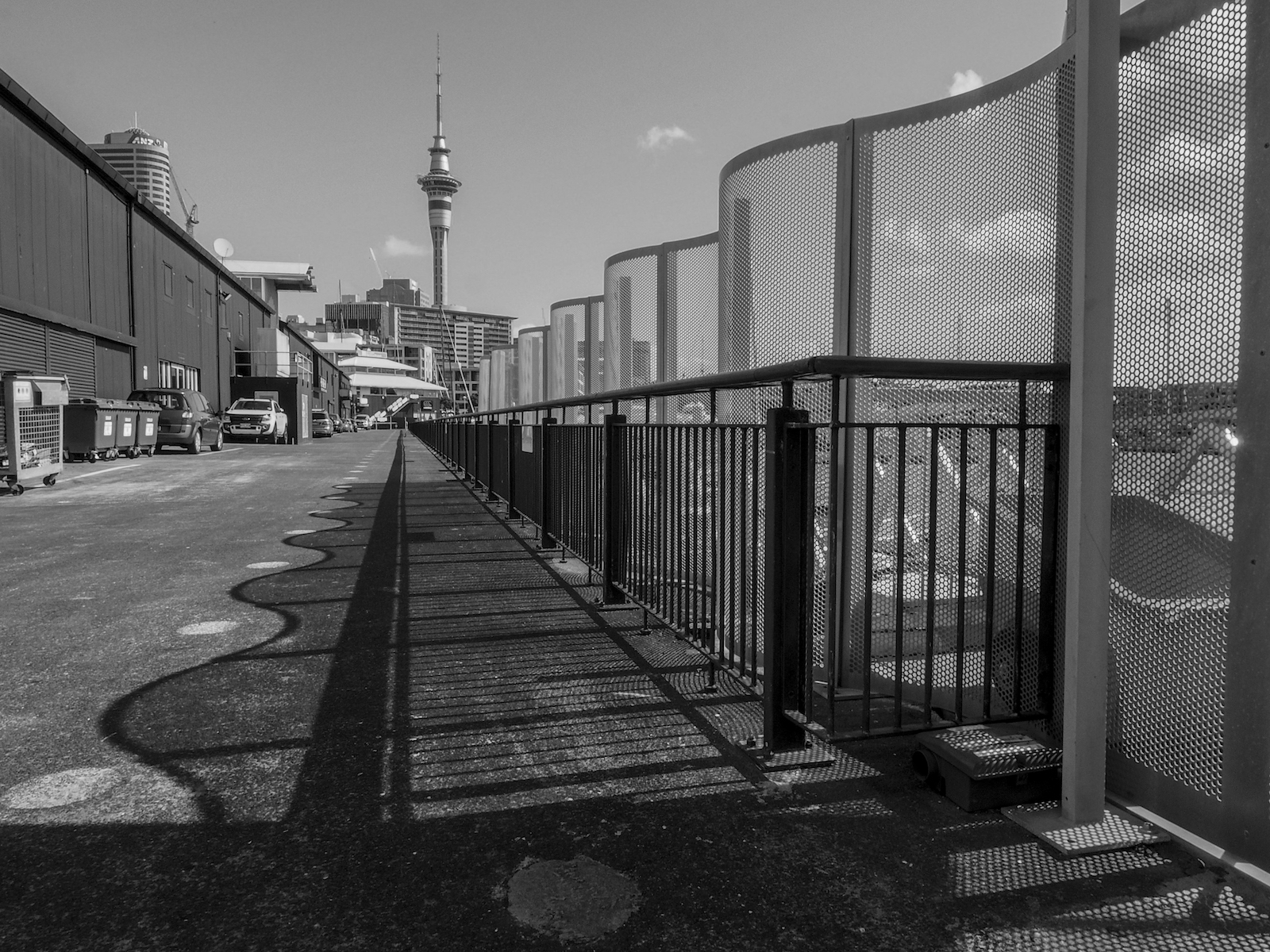 Viaduct Harbour Shadows - Black & White - Street Photography Auckland