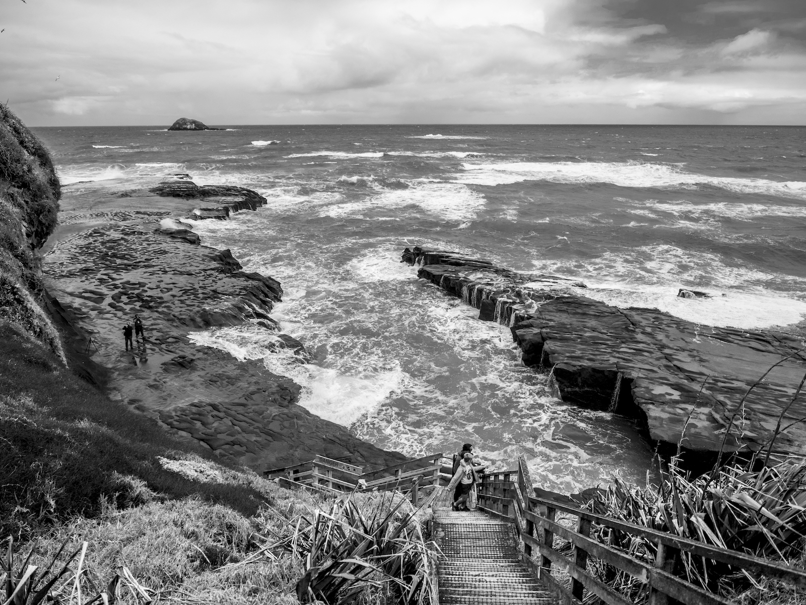 Muriwai Stormy Sea - Black & White - Landscape Photography Auckland
