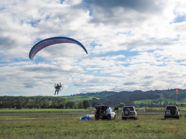 Paraglider at Rays Rest Camping Reserve - Firth of Thames