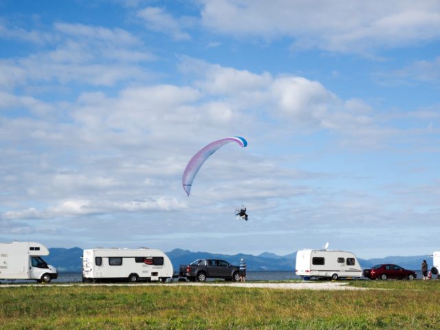 Paraglider at Rays Rest Camping Reserve - Firth of Thames