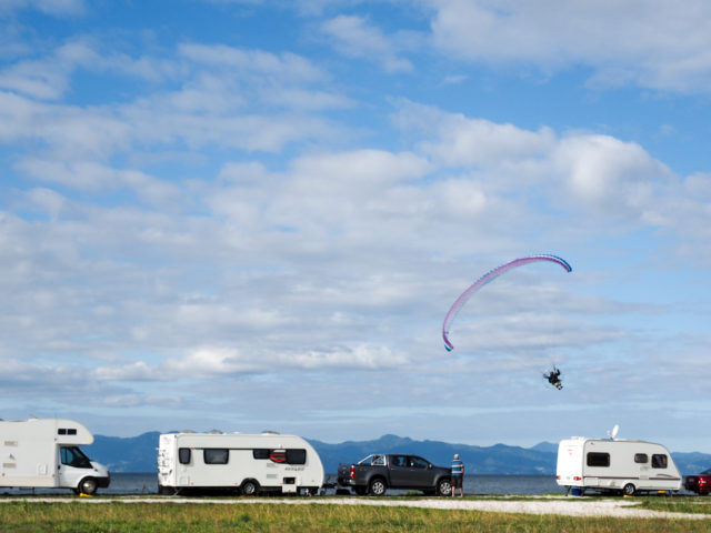 Paraglider at Rays Rest Camping Reserve - Firth of Thames