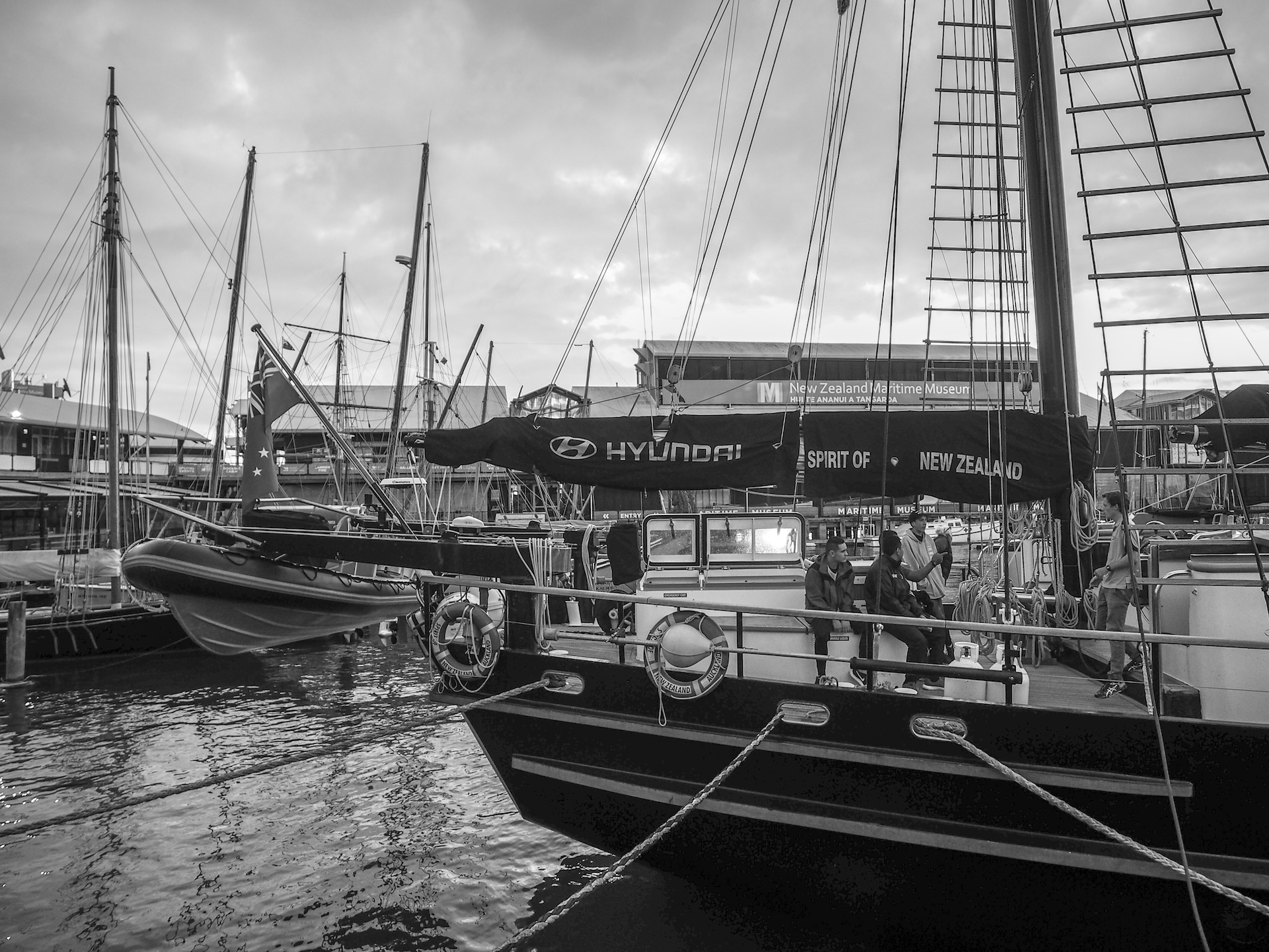 Young People on Sailboat in Viaduct Harbour