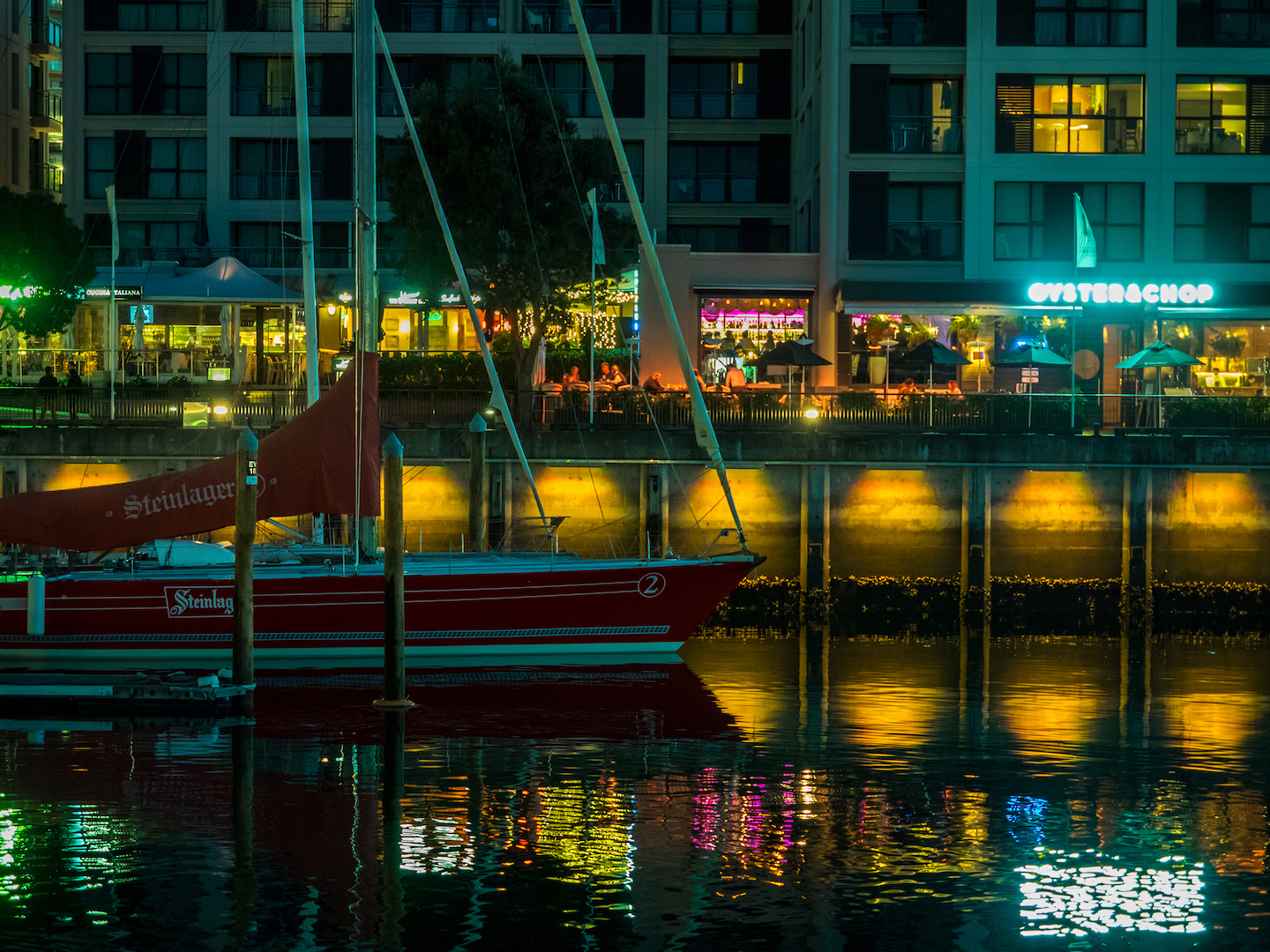 Dinner at Oyster and Chop - Viaduct Harbour Street Photography Auckland