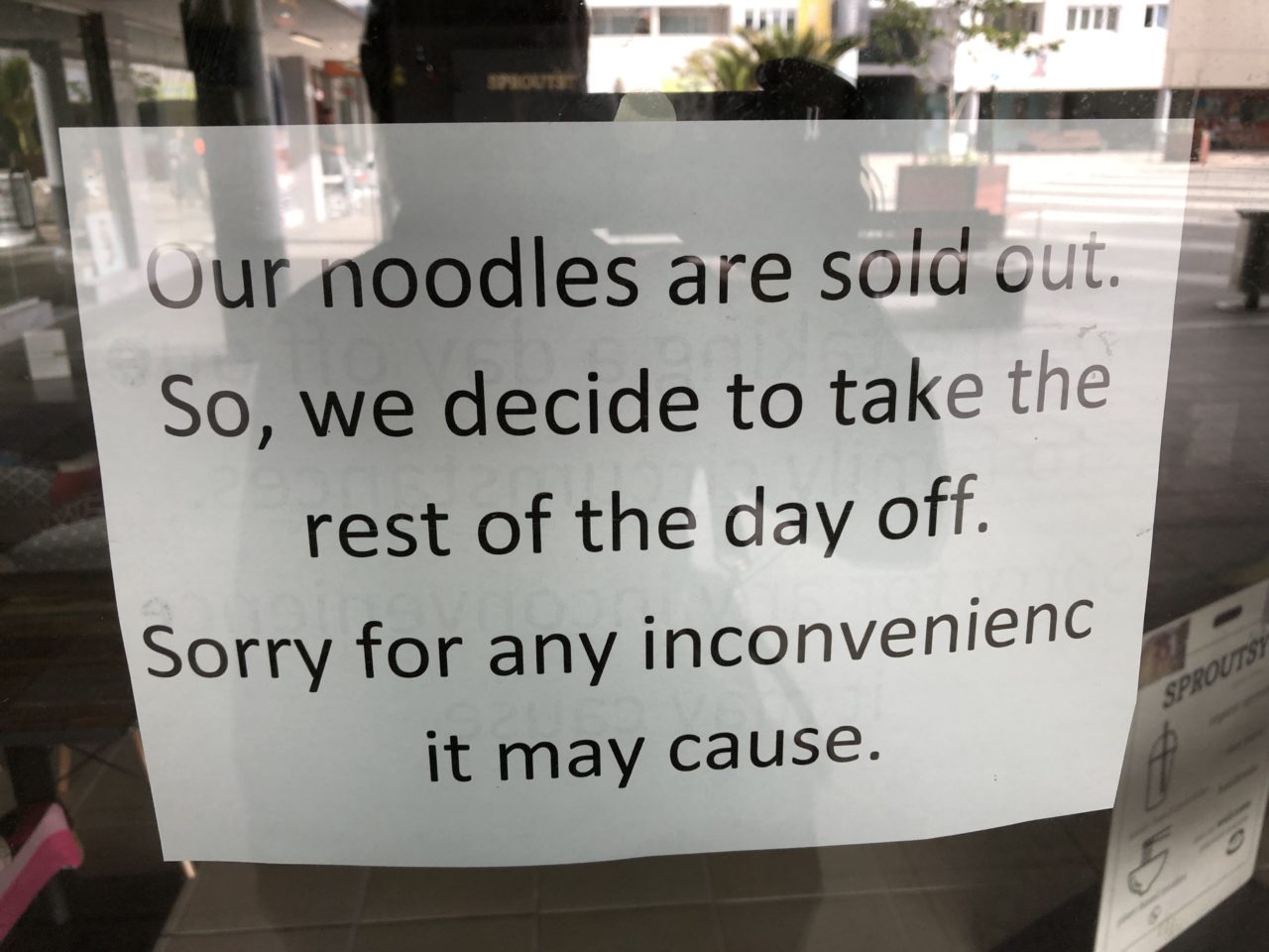 Sold out Noodle Restaurant Newmarket Auckland